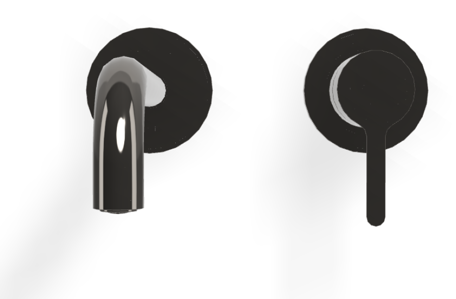 Смеситель для раковины Carlo Frattini Snap, настенный, однорычажный, с донным клапаном Click-Clack, излив 250 мм, внешняя часть, цвет чёрный хром - изображение 1