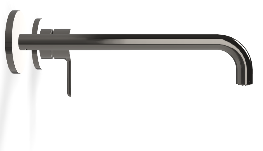 Смеситель для раковины Carlo Frattini Snap, настенный, однорычажный, с донным клапаном Click-Clack, излив 250 мм, внешняя часть, цвет чёрный хром - изображение 2