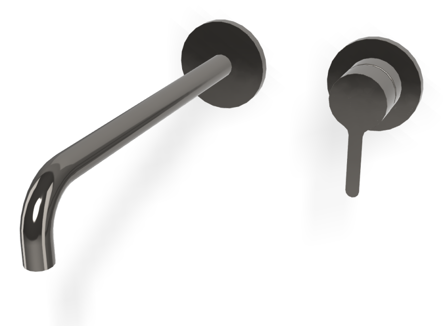 Смеситель для раковины Carlo Frattini Snap, настенный, однорычажный, с донным клапаном Click-Clack, излив 250 мм, внешняя часть, цвет чёрный хром