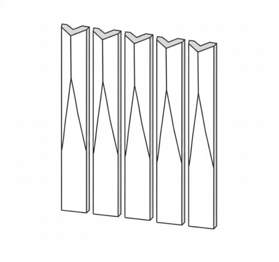 Etruria Керамическая плитка TOWER 3.8X30 Raccordo Piano/Prisma Aluminium Glossy Montato Su Rete 20X30