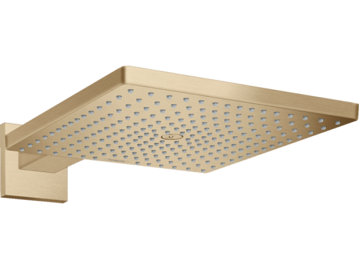 На изображении товар Верхний душ Hansgrohe Raindance E300 Air 1jet, с настенным держателем, цвет золото полированное от официального представителя в Москве