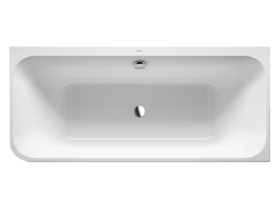 На изображении товар Ванна Duravit Happy D.2 Plus, 1800x800 мм, в правый угол, с интегрированной панелью, цвет белый/графит супер матовый от официального представителя в Москве
