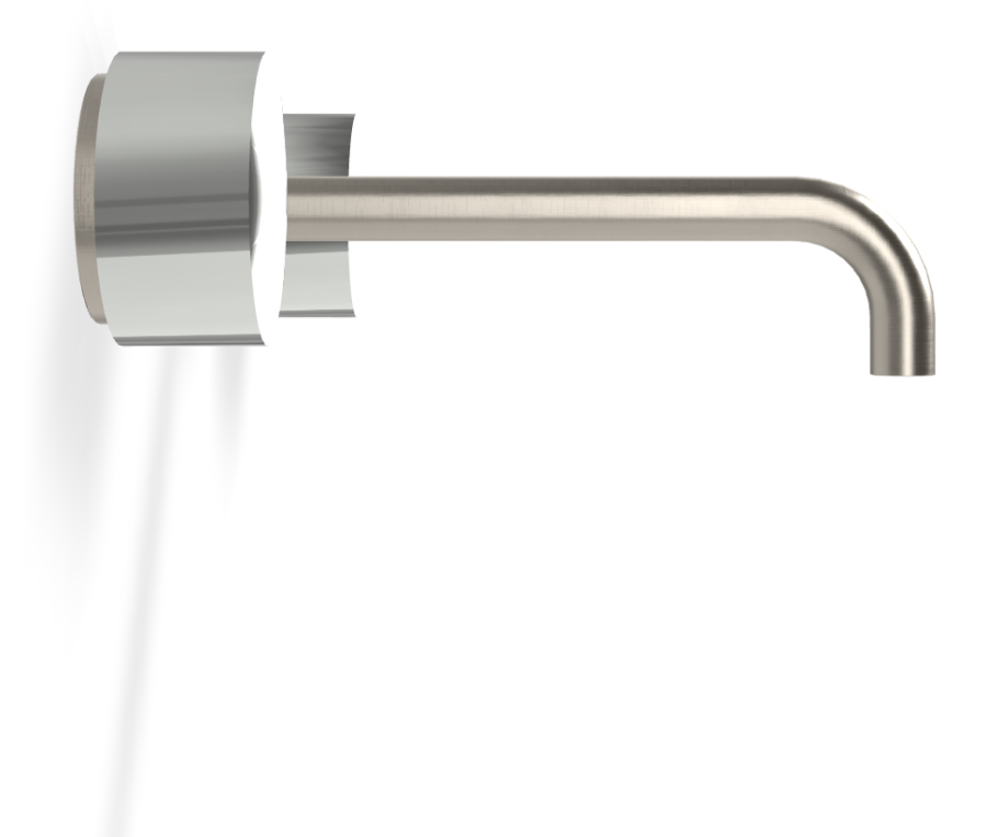 Смеситель для раковины Carlo Frattini SO, настенный, без ручек, с донным клапаном Click-Clack, излив 200 мм, внешняя часть, цвет никель брашированный - изображение 2