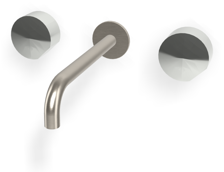 Смеситель для раковины Carlo Frattini SO, настенный, без ручек, с донным клапаном Click-Clack, излив 200 мм, внешняя часть, цвет никель брашированный