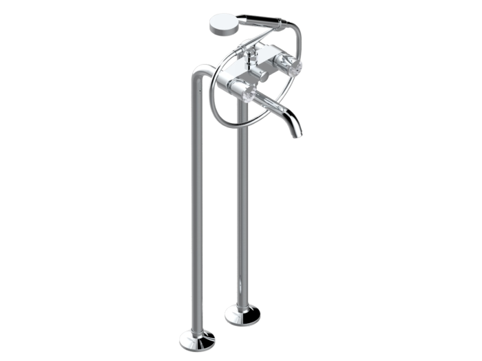 На изображении товар Смеситель THG Le 9 Howlite, для ванны, напольный, двухрычажный, с ручным душем со шлангом, цвет хром от официального представителя в Москве