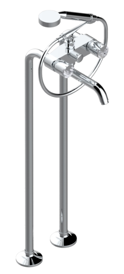 Смеситель THG Le 9 Howlite, для ванны, напольный, двухрычажный, с ручным душем со шлангом, цвет хром