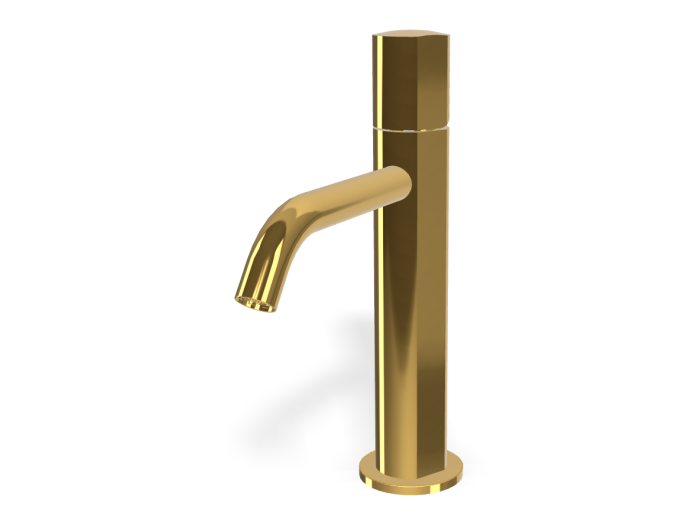 На изображении товар Смеситель для раковины Carlo Frattini SO, с донным клапаном Click-Clack, 2 гибкими шлангами, без ручки, Н-241 мм, цвет золото от официального представителя в Москве