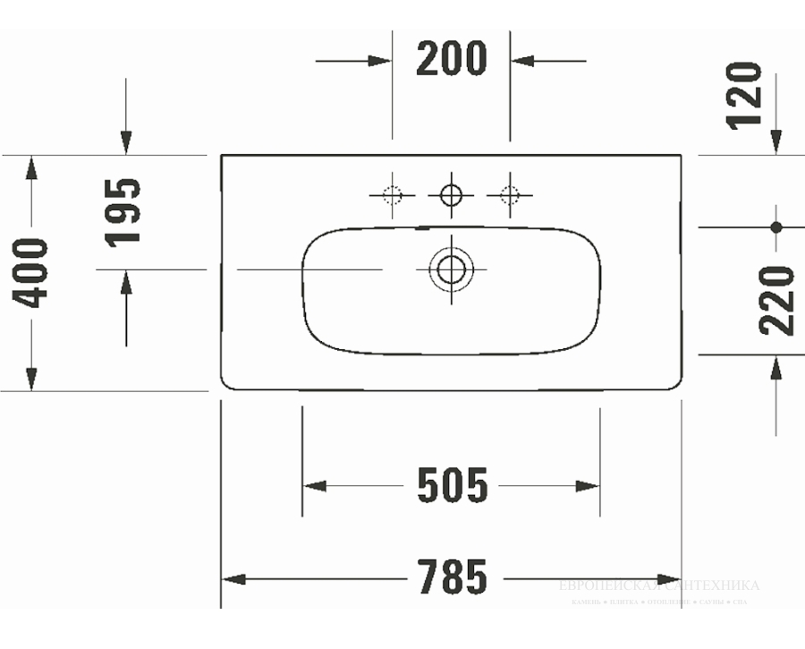 Раковина Duravit DuraStyle компакт для мебели, 785х400 мм, с переливом, с 1 отверстием под смеситель, цвет белый с покрытием WonderGliss - изображение 7