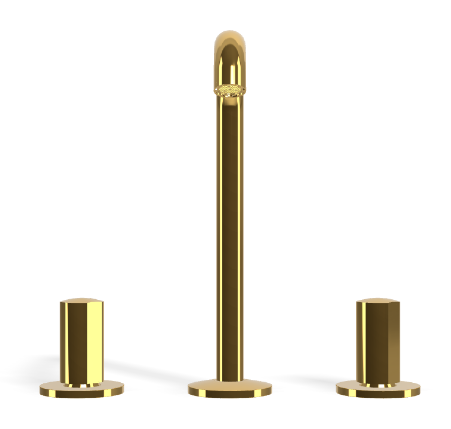 Смеситель для раковины Carlo Frattini SO, без ручек, с донным клапаном Click-Clack, вращающимся изливом Ø18 мм, 2 гибкими шлангами, Н-228 мм, цвет золото - изображение 1