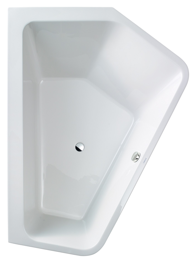 Ванна Duravit Paiova 5, 1770x1300 мм, в правый угол, с двумя разными наклонами спинки, с бесшовной акриловой панелью и рамой, цвет белый - изображение 1