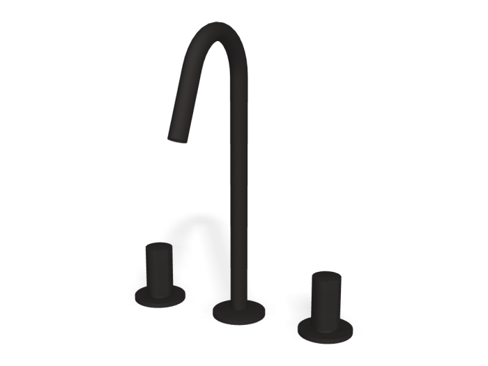 На изображении товар Смеситель для раковины Carlo Frattini SO, без ручек, с вращающимся изливом Ø18 мм, донным клапаном Click-Clack, 2 гибкими шлангами, Н-319 мм, цвет чёрный матовый от официального представителя в Москве