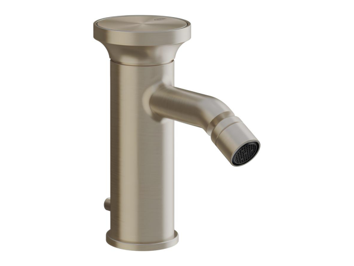 На изображении товар Cмеситель для биде Gessi Origini, с донным клапаном, в комплекте отделочная вставка, цвет Finox Brushed Nickel от официального представителя в Москве