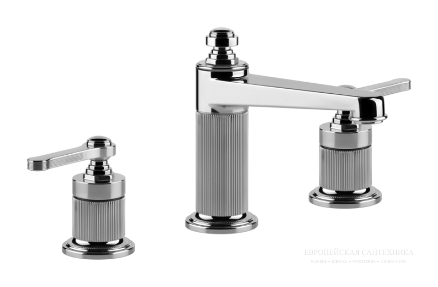 Смеситель для раковины Gessi Venti20, на 3 отверстия, средний, с донным клапаном, цвет Chrome