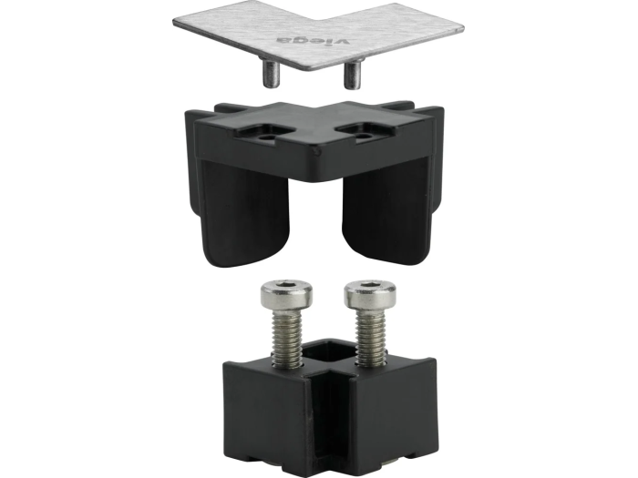 На изображении товар Набор комплектующих накладок Viega Advantix Variо для монтажа лотков  90°, цвет сталь неполированная от официального представителя в Москве