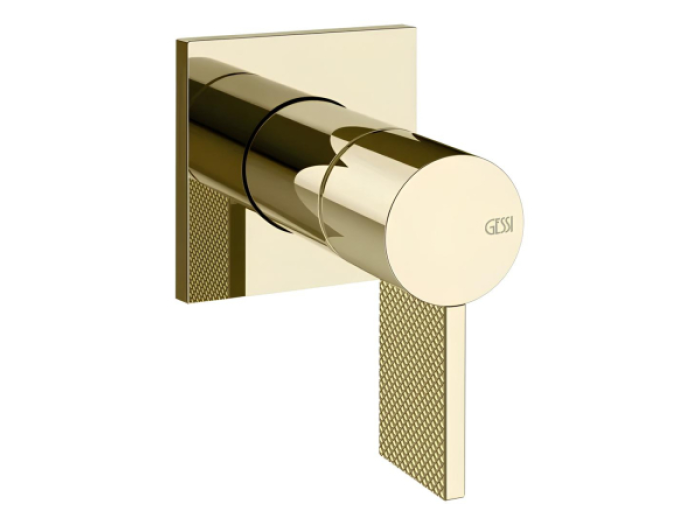 На изображении товар Смеситель для раковины Gessi Inverso, встраиваемый, настенный, однорычажный, на 1 выход, внешняя часть, цвет Brass PVD от официального представителя в Москве