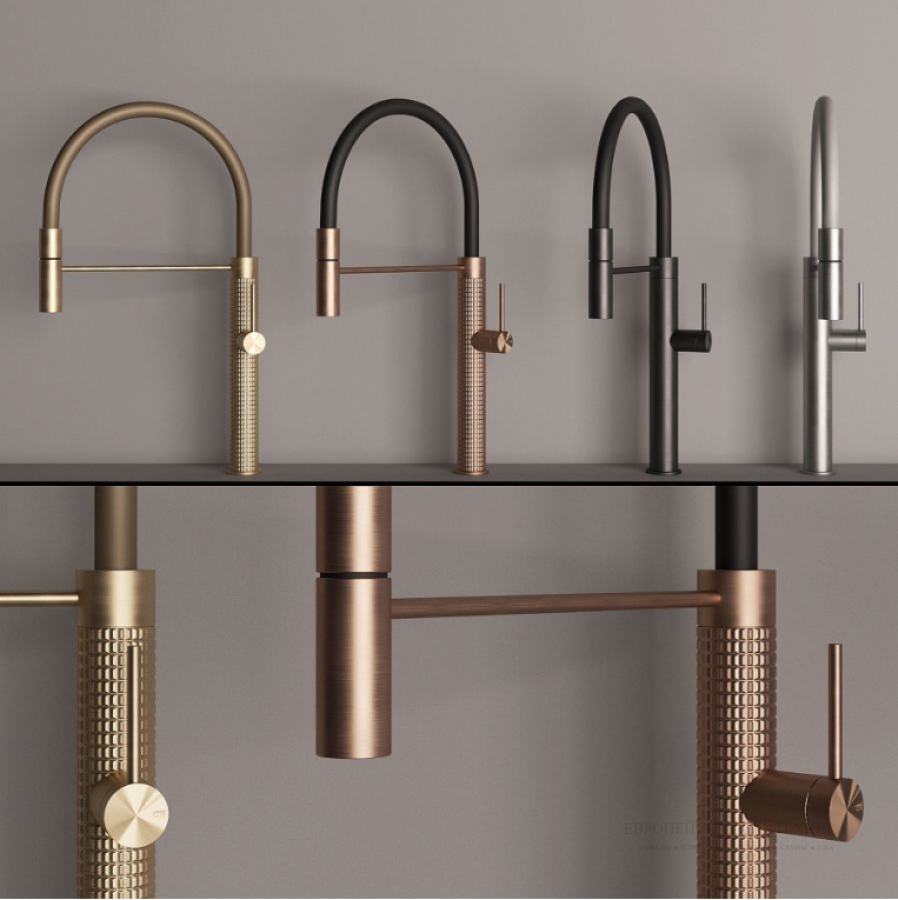 Cмеситель для кухни Gessi 316, полупрофессиональный, поворотный, с выдвижным душем, h480х269 мм, цвет Warm Bronze Brushed - изображение 4