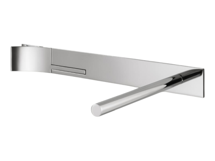 На изображении товар Смеситель для раковины CEA Design Cut Plus, настенный, излив справа, длина 234 мм, аэратор, полированная нержавеющая сталь от официального представителя в Москве