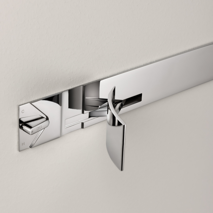 Смеситель для раковины CEA Design Cut Plus, настенный, излив справа, длина 234 мм, аэратор, полированная нержавеющая сталь - изображение 2