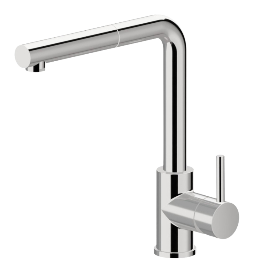 Смеситель для кухни Newform Real, однорычажный, на 1 отверстие, поворотный излив, выдвижной душ, цвет PVD Brushed Pale gold