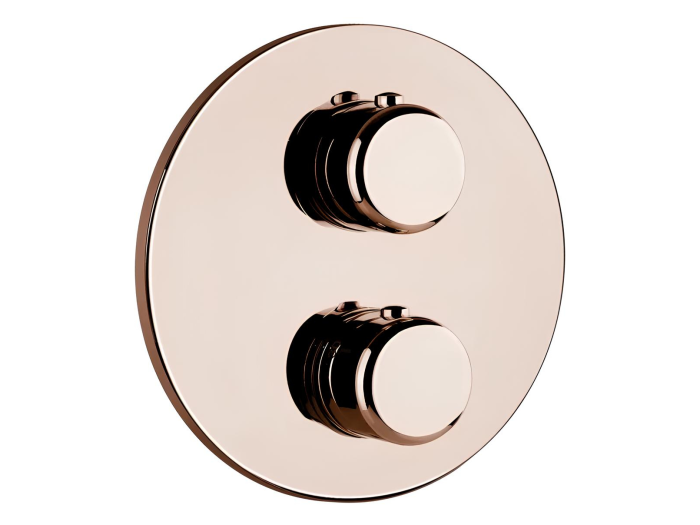 На изображении товар Термостат Gessi Goccia, с переключателем на 3 выхода, внешняя часть, цвет Copper GHRC от официального представителя в Москве