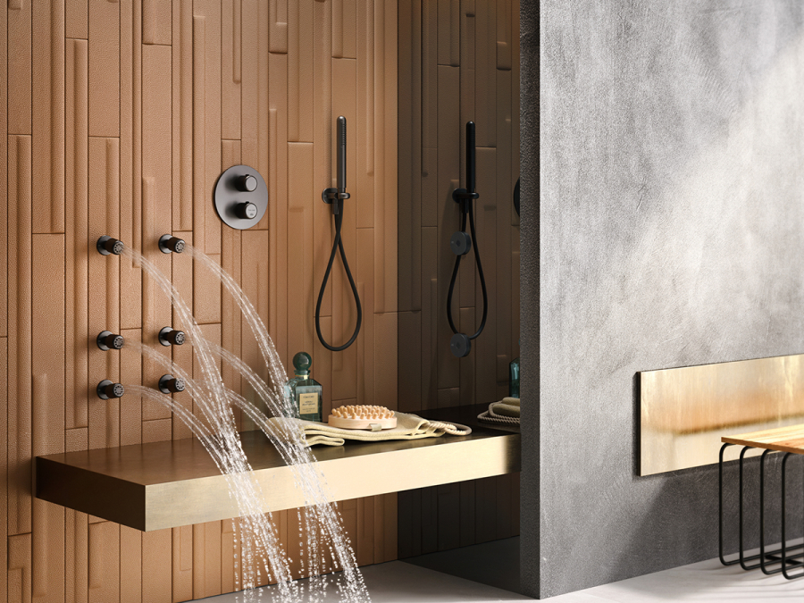 Термостат Gessi Goccia, с переключателем на 3 выхода, внешняя часть, цвет Copper GHRC - изображение 2