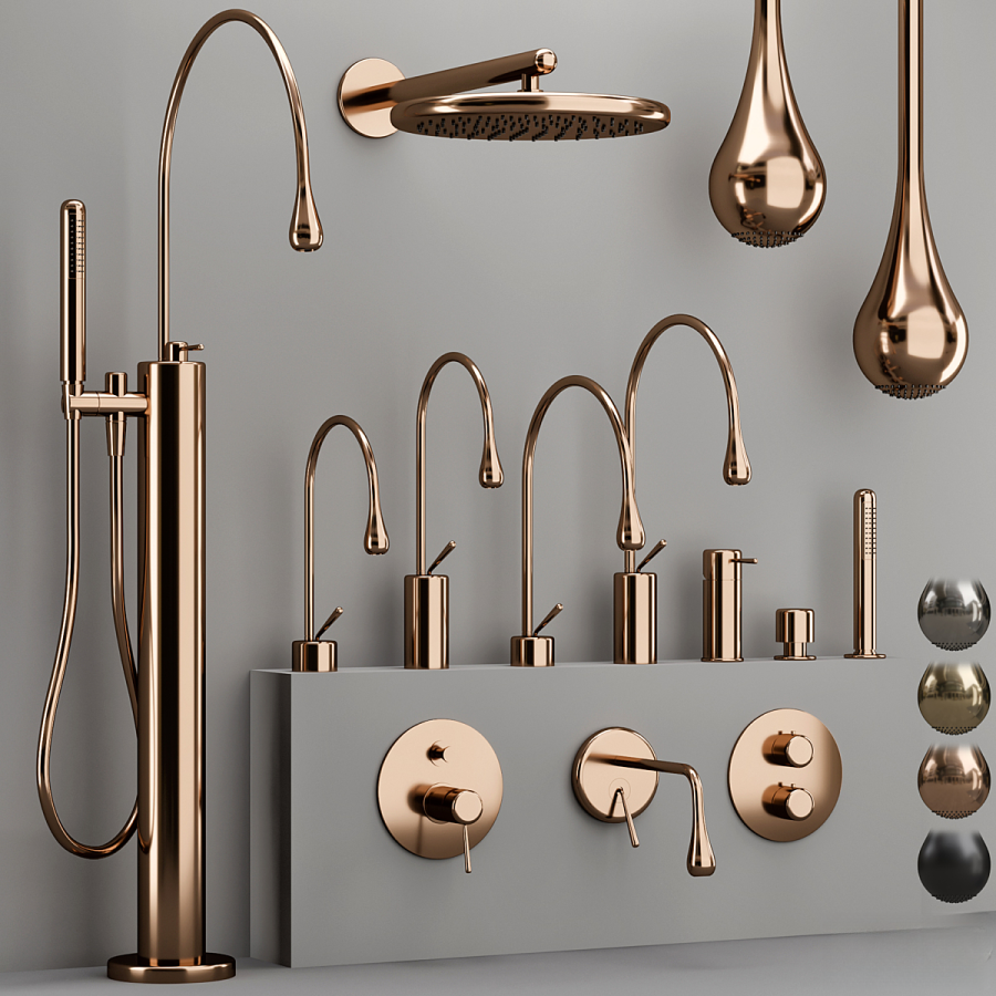 Термостат Gessi Goccia, с переключателем на 3 выхода, внешняя часть, цвет Copper GHRC - изображение 3