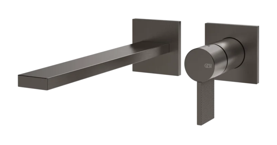 Смеситель для раковины Gessi Inverso, настенный, излив 197 мм, встраиваемый, внешние части, цвет Black Metal Brushed PVD