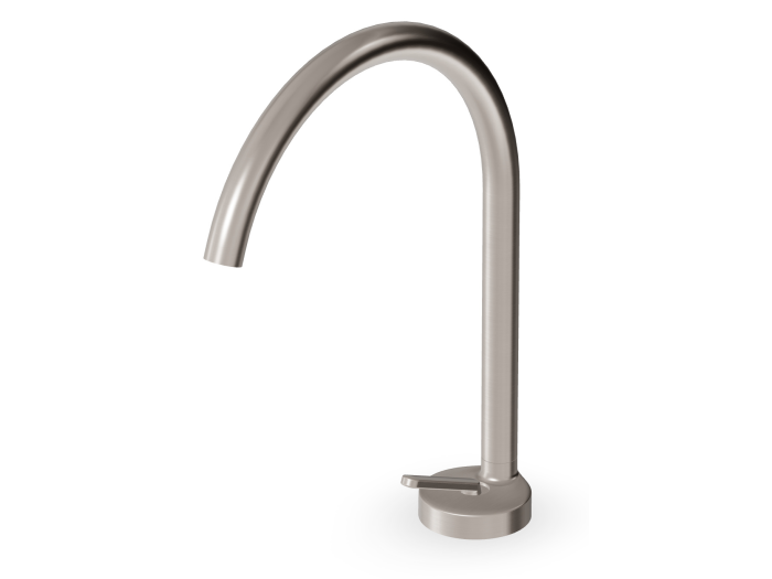 На изображении товар Смеситель Zucchetti Isy22, для раковины, однорычажный, с аэратором, поворотный излив, без донного клапана, h-342 мм., цвет Brushed Nickel от официального представителя в Москве