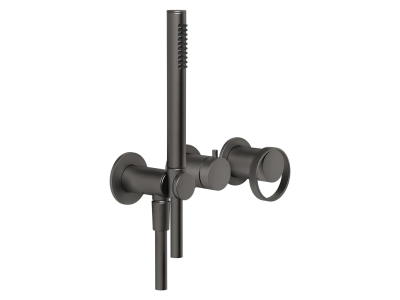 Смеситель для ванны/душа Gessi Anello, настенный, однорычажный, встраиваемый, h245 мм, внешняя часть, цвет Black Metal Brushed PVD