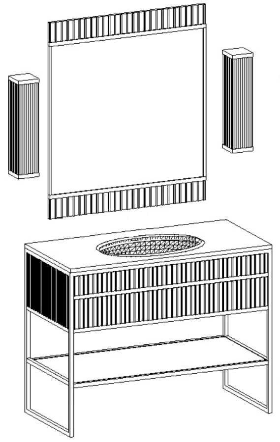 Комплект мебели Oasis Academy из 6 элементов, L1100 мм, в отделке Specchio Ribbed, фурнитура золото - изображение 6