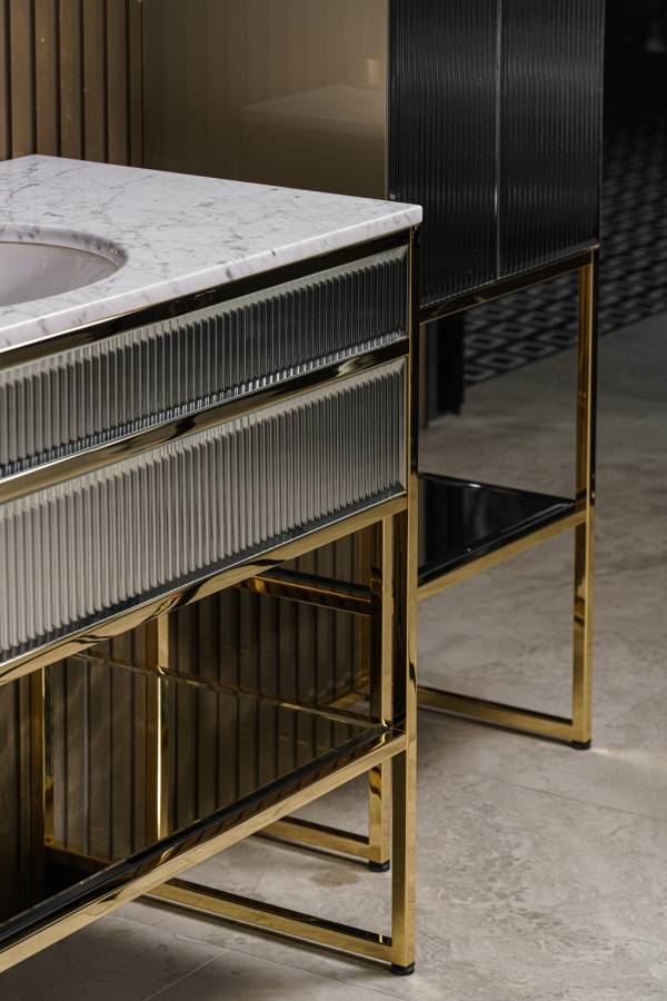 Комплект мебели Oasis Academy из 6 элементов, L1100 мм, в отделке Specchio Ribbed, фурнитура золото - изображение 1