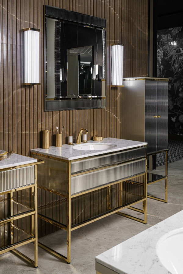 Комплект мебели Oasis Academy из 6 элементов, L1100 мм, в отделке Specchio Ribbed, фурнитура золото - изображение 2