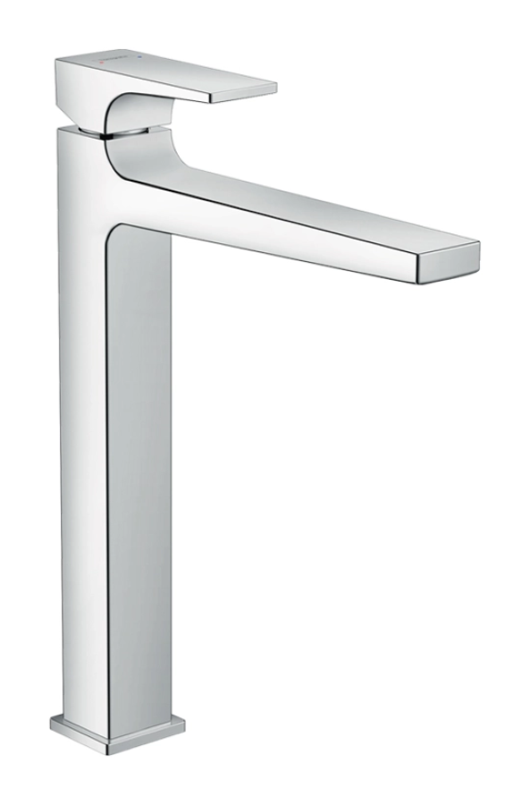 Смеситель для раковины Hansgrohe Metropol, однорычажный, высокий излив, со сливным клапаном Push-Open, цвет хром