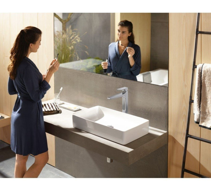 Смеситель для раковины Hansgrohe Metropol, однорычажный, высокий излив, со сливным клапаном Push-Open, цвет хром - изображение 1