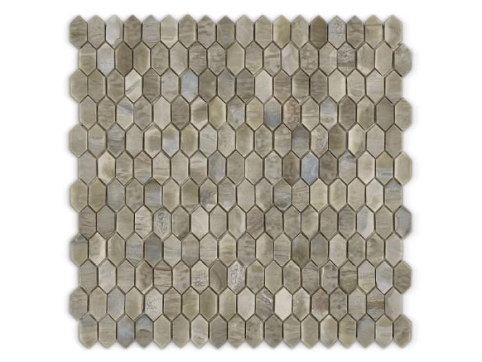 На изображении товар Sicis Стеклянная мозаика Crystal Cinabro chips size 31x15 mm sheet size 304x300 mm от официального представителя в Москве