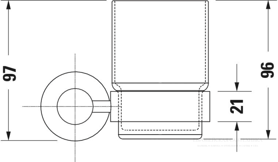 Держатель стакана Duravit D-Code, настенный, стакан справа, латунь, цвет хром - изображение 5