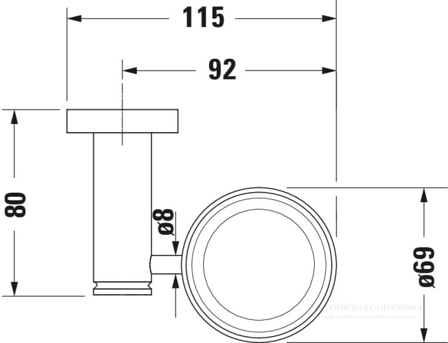 Держатель стакана Duravit D-Code, настенный, стакан справа, латунь, цвет хром - изображение 4