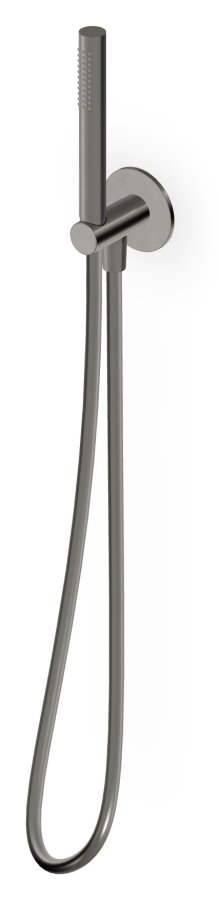 Ручной душ Zucchetti Shower, c настенным держателем с подключением к воде, розетка Ø80 мм, с ручным душем со шлангом, цвет brushed metal black