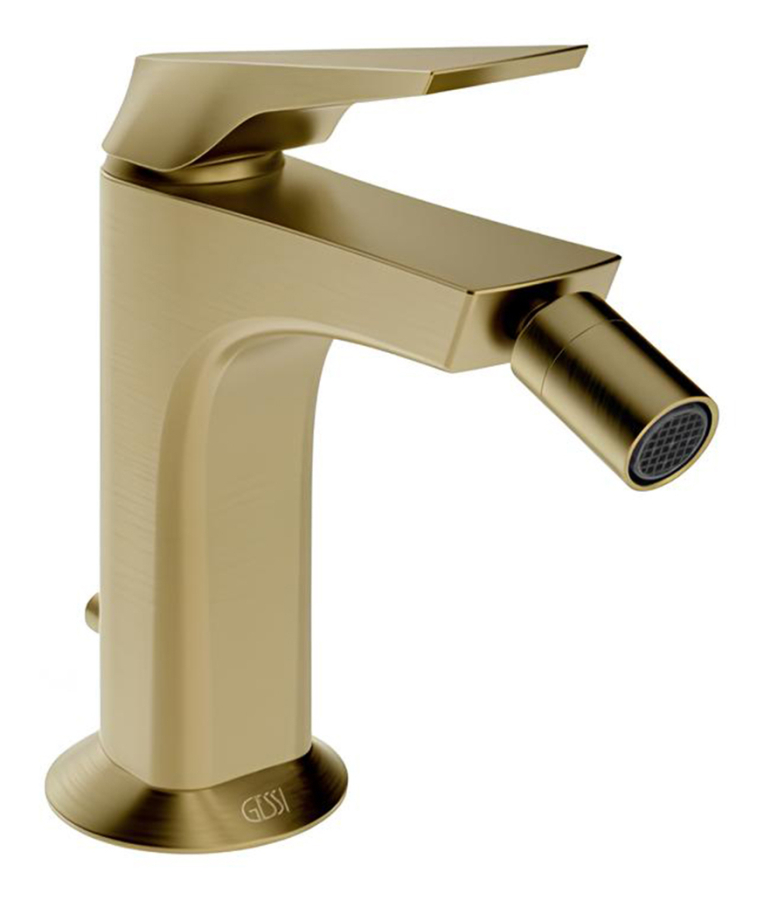 Смеситель для биде Gessi Ventaglio, однорычажный, с донным клапаном, цвет Brushed Brass PVD