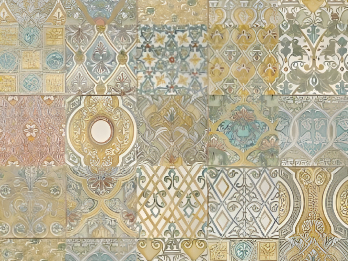 На изображении товар Akros Venezia Камень The Original Aries N Biancone Mix Multicolor 14,8X14,8X1 от официального представителя в Москве