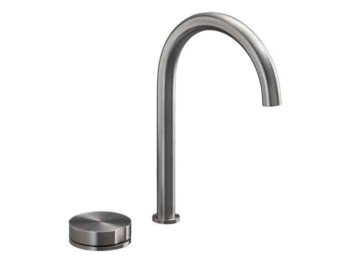 На изображении товар Смеситель CeaDesign Giotto для раковины, прогрессивный, поворотный излив H. 245 мм, без донного клапана, сталь, цвет сатинированная бронза от официального представителя в Москве