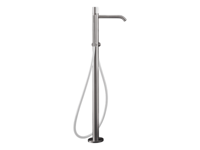 Cмеситель для ванны CeaDesign Duet, напольный, ручной душ, шланг в цвете White, H. 870 мм, внешняя часть, сталь, цвет сатинированная сталь