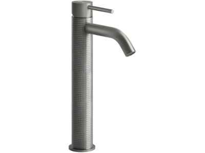 Cмеситель для раковины Gessi316, высокий, без донного клапана, с соединительными шлангами, цвет Steel Brushed