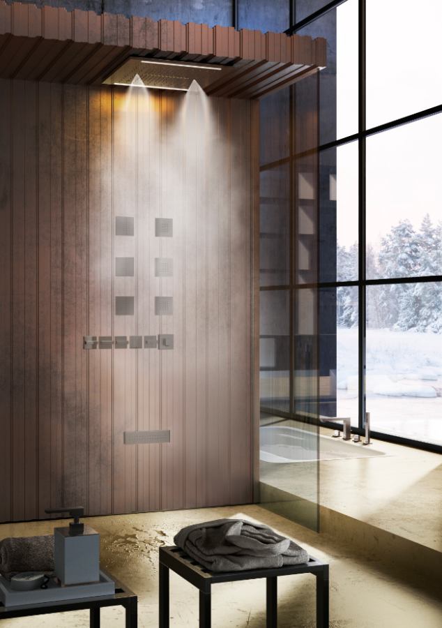 Накладная панель верхнего душа Gessi Colour, с подсветкой, 500x500 мм, цвет Mirror Steel - изображение 2