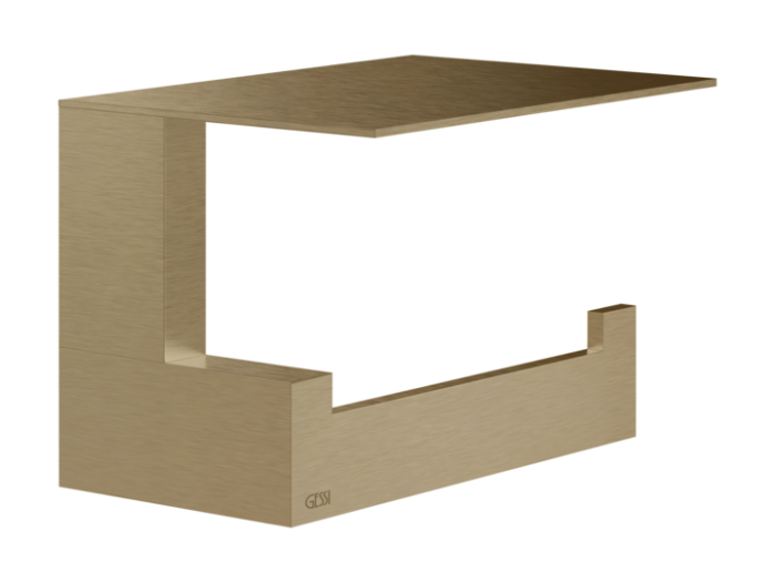 На изображении товар Бумагодержатель Gessi Rettangolo, настенный, с крышкой, цвет Warm Bronze Brushed PVD от официального представителя в Москве