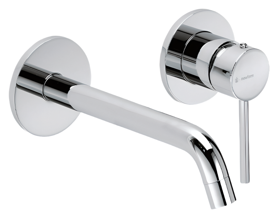Смеситель для раковины Newform Xt, настенный, на 2 отверстия, вынос излива 238 мм, встраиваемый, внешняя часть, цвет хром