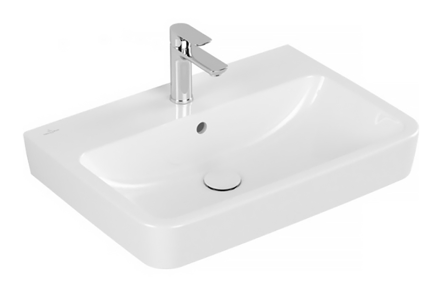 Раковина Villeroy&Boch O.Novo  650x460 мм, задняя и нижняя стороны шлиф., прямоугольная, без отверс-я для смесителя, без перелива, настенная, цв. Альп. белый