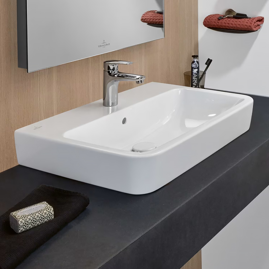Раковина Villeroy&Boch O.Novo  650x460 мм, задняя и нижняя стороны шлиф., прямоугольная, без отверс-я для смесителя, без перелива, настенная, цв. Альп. белый - изображение 7