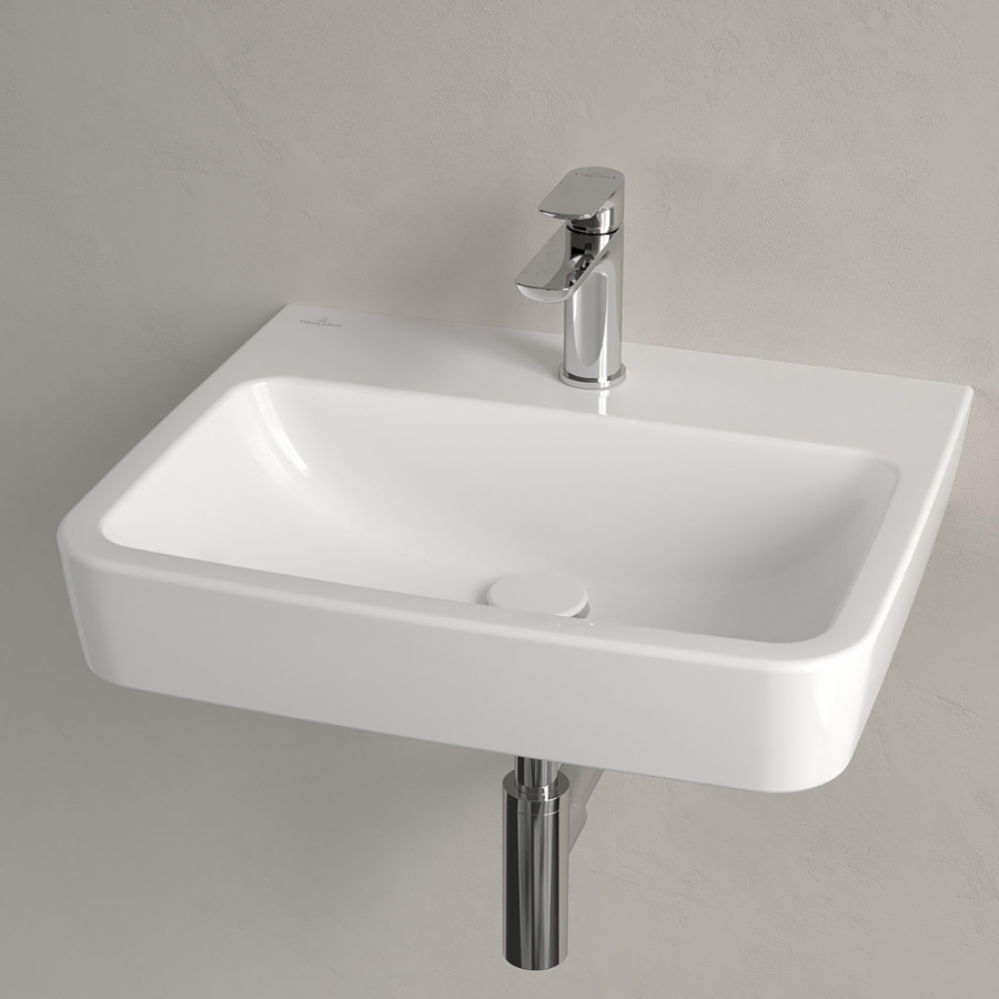 Раковина Villeroy&Boch O.Novo  650x460 мм, задняя и нижняя стороны шлиф., прямоугольная, без отверс-я для смесителя, без перелива, настенная, цв. Альп. белый - изображение 4