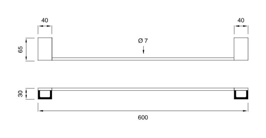 Полотенцедержатель CEA Design Duet, L- 600 мм, цвет Black Diamond сатинированный - изображение 4